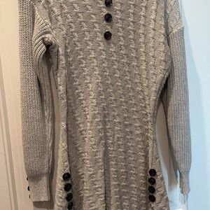 Gray Knit Button-Detail Dress
